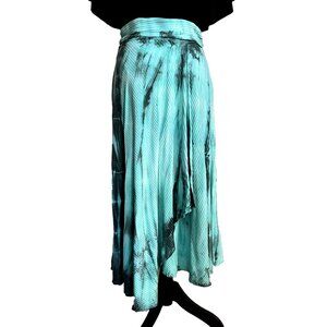 SOFT SURROUNDINGS Women’s XS Aqua Pull-on Tie Dye Cascade Skirt Full Length